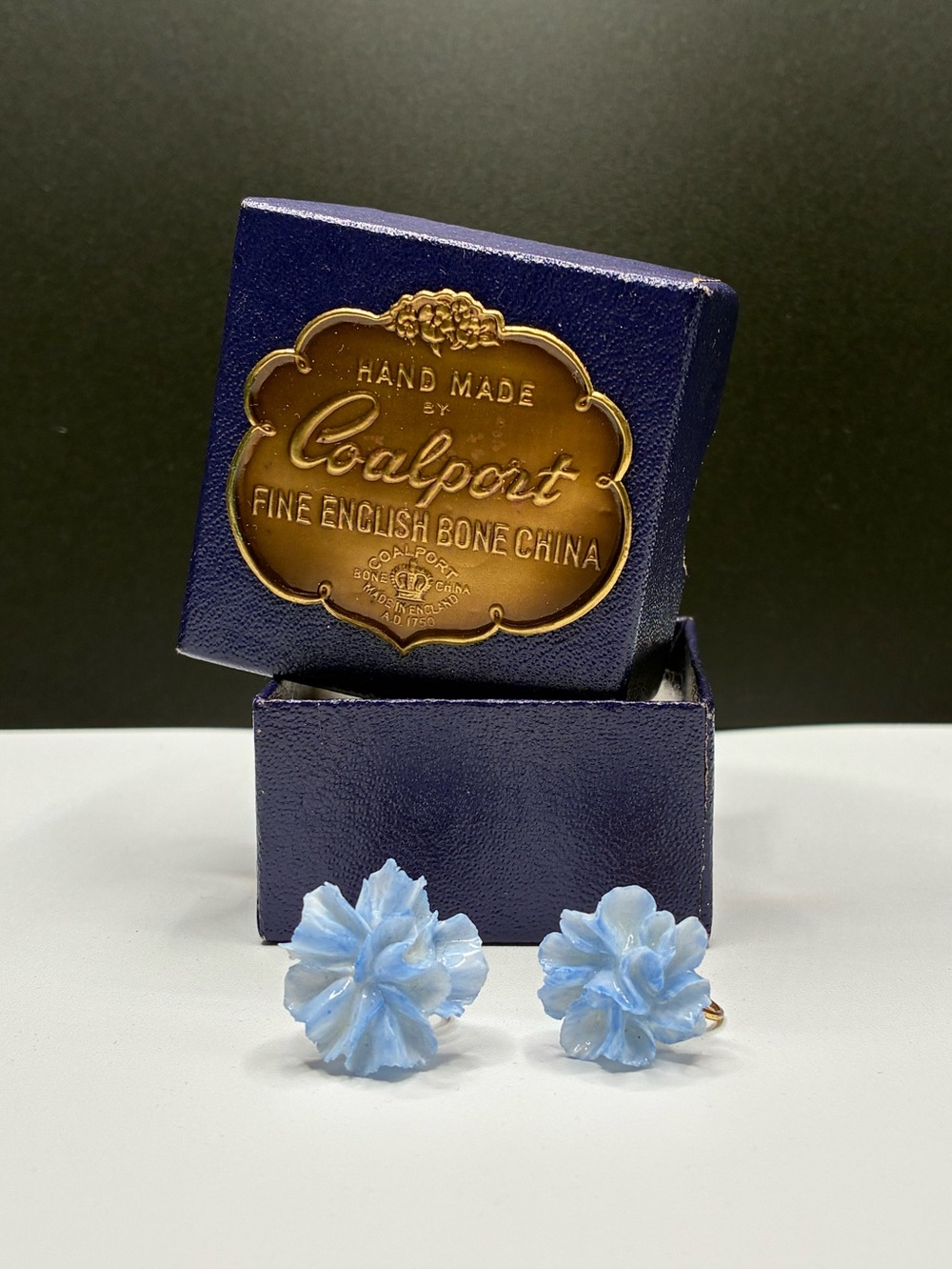 Vintage Blue Coalport Flower Screw-on Earrings - Women Jewelry - Picture 10 of 12